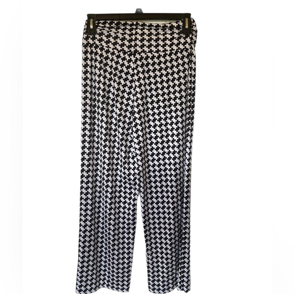 Women's Mud Pie Palazzo High Waist Pants Houndstooth Black/ White Size S - Picture 1 of 3